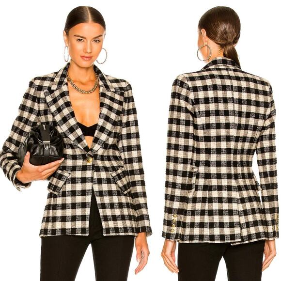 Smythe Lounge Blazer in Black & Stone Check NEW Size 6